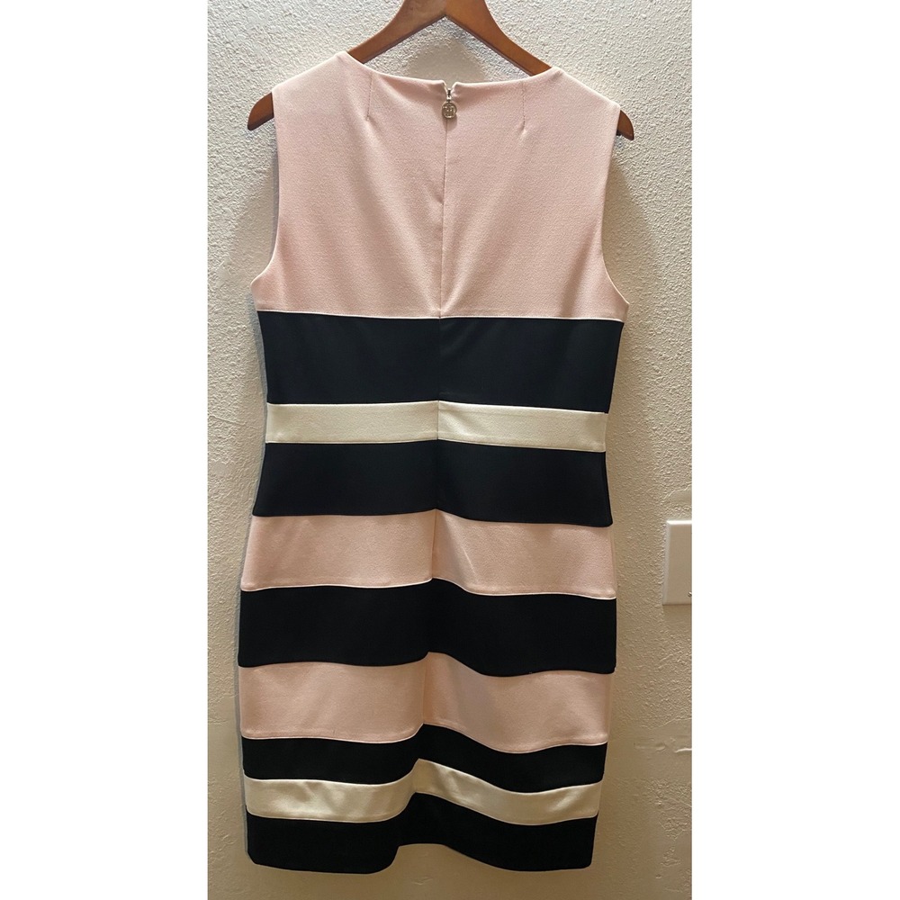 Tommy Hilfiger Women's Pink Black White Striped Sleeveless Sheath Dress Size 12 - Picture 8 of 10